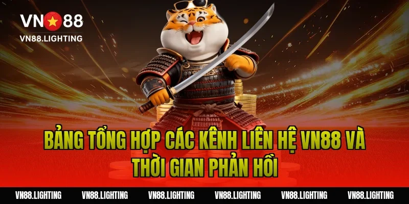 Bảng tổng hợp các kênh liên hệ VN88 và thời gian phản hồi